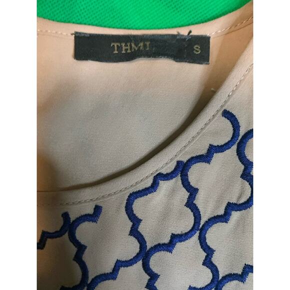 THML Womens Size Small Dress Shift Sleeveless Blue Geometric Knee Length - Picture 2 of 9